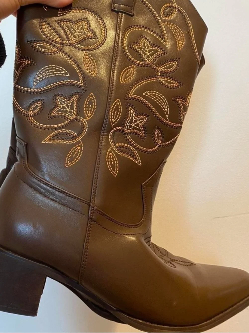 Classic Brown Women's Western Boots - Embroidered Mid-Calf - Picture 2 of 3